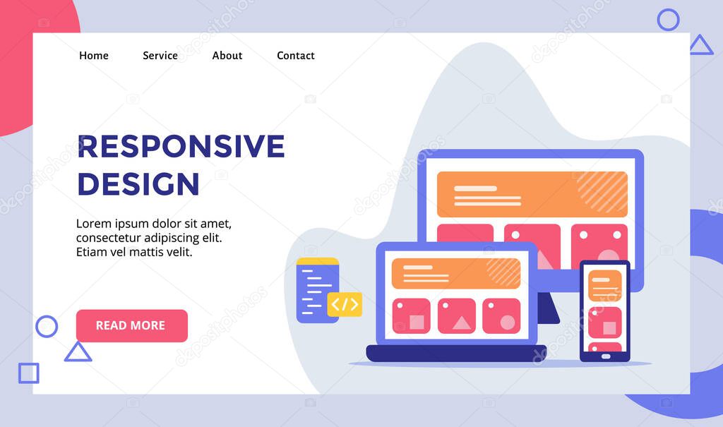 Responsive design concept campaign for web website home homepage landing page template banner with flat style. vector