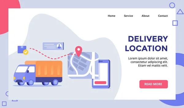 Lokalizacja Dostawy Ciężarówka Tło Mapy Gps Kampanii Internetowej Strona Główna — Wektor stockowy