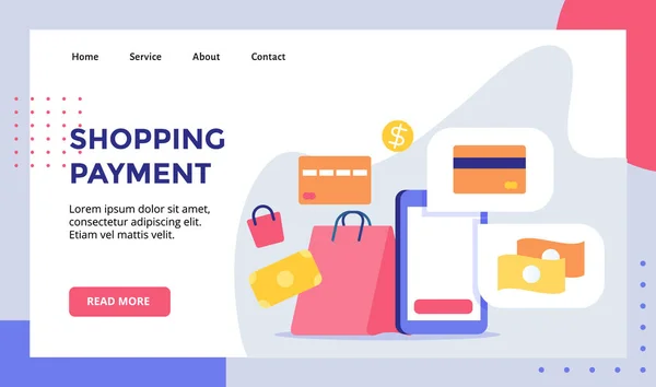 Einkaufen Zahlung Geld Karte Bank Auf Dem Display Smartphone Kampagne — Stockvektor