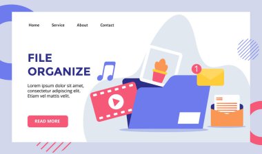 Web sitesi ana sayfası iniş sayfası şablonu için modern düz stil vektörü ile müzik görüntüsü e- posta iletisi düzenle