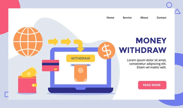 Geld Abheben Geld Aus Monitor Laptop Kampagne Für Web Website — Stockvektor