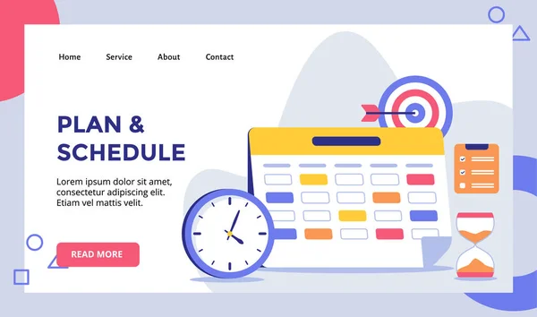 Planejar Agendar Calendário Com Data Marcador Para Página Inicial Site — Vetor de Stock