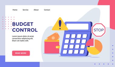 Web sitesi ana sayfası için turta grafiği para kampanyasının bütçe kontrol hesap makinesi arka planı modern düz stil vektör pankartıyla ana sayfa iniş sayfası şablonu