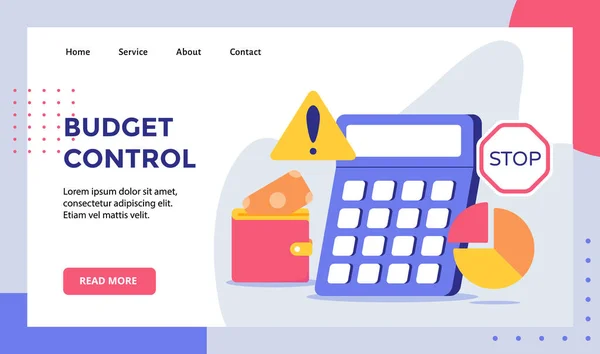 Controle Orçamento Calculadora Fundo Gráfico Torta Campanha Dinheiro Para Web — Vetor de Stock