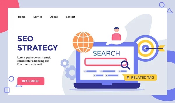 Seo Strategy Search Engine Display Monitor Laptop Campaign Web Website — Wektor stockowy