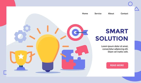 Smart Solution Bright Bulb Lamp Campaign Web Website Home Homepage — Stock Vector