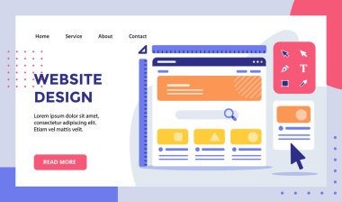 Web sitesi web sitesi web sayfası ana sayfası iniş şablonu için modern düz stil vektör paneli izleme kampanyasında web sitesi tasarım wirefram cetveli