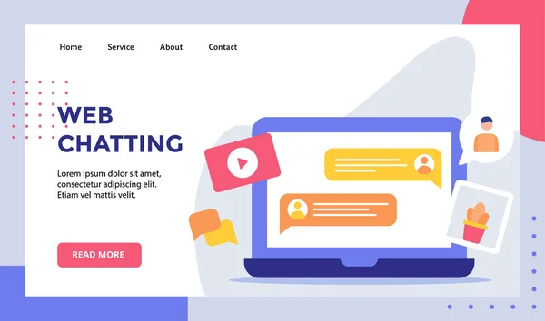Web Chat Burbuja Texto Pantalla Monitor Portátil Campaña Para Sitio — Archivo Imágenes Vectoriales