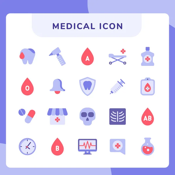 Medical Icon Set Kollektion mit modernen flachen lila Themenfarbe — Stockvektor