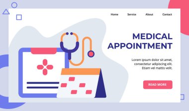 Web sitesi için tıbbi randevu takvimi takvimi takvimi kampanyası ana sayfa iniş sayfası şablonu modern düz tarzlı pankart