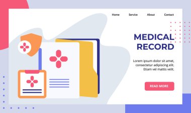 Tıbbi kayıt dosyası hasta sağIıklı tarih kampanyası web sitesi web sitesi ana sayfası iniş sayfası afişi modern düz tarzı