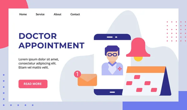Doctor appointment smartphone screen schedule calendar reminder email notification campaign for web website home homepage landing page template banner with modern flat style — Stock Vector