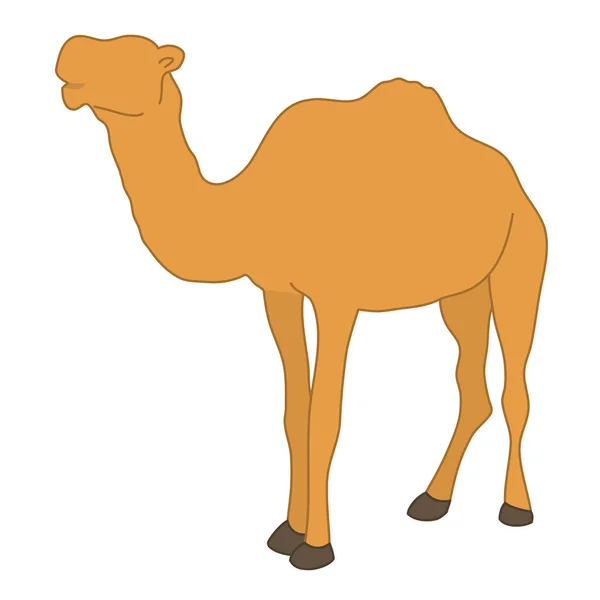 Animal carácter camello joroba de pie blanco aislado fondo con estilo de color plano — Vector de stock