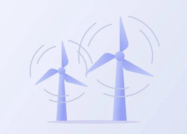 風力発電のコンセプトフラットスタイルでプロペラホワイト隔離された背景を回転 — ストックベクタ