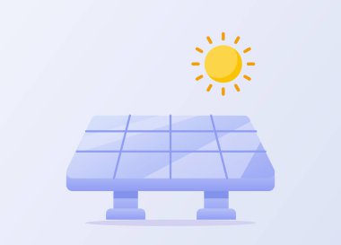 Güneş enerjisi güneş enerjisi hücresi beyaz, izole arkaplan düz stil