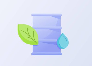 Yeşil yakıt konsepti, yaprak benzin bidonu, beyaz, düz stil.