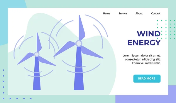 Hélice de energía eólica rotar campaña para el sitio web página de inicio página de inicio banner plantilla con estilo plano — Archivo Imágenes Vectoriales