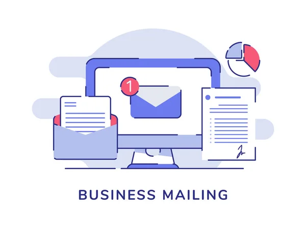 Business Mailing E-Mail weiß isoliert Hintergrund mit flachen Umrissen Stil Vektor-Design — Stockvektor