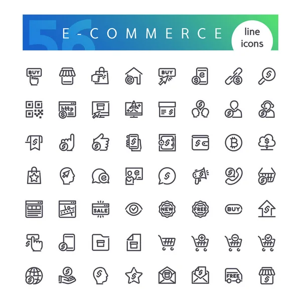 Ensemble d'icônes de ligne e-commerce — Image vectorielle