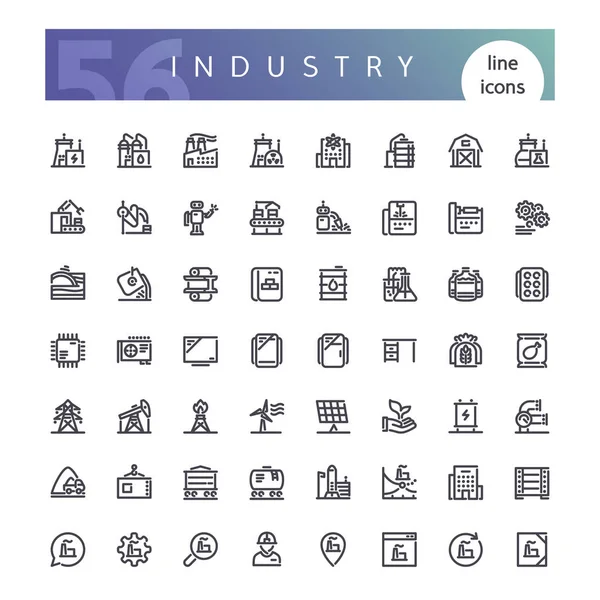 Conjunto de iconos de línea de industria — Vector de stock