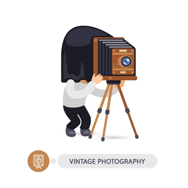 Personagem de desenho animado fotógrafo vintage —  Vetores de Stock
