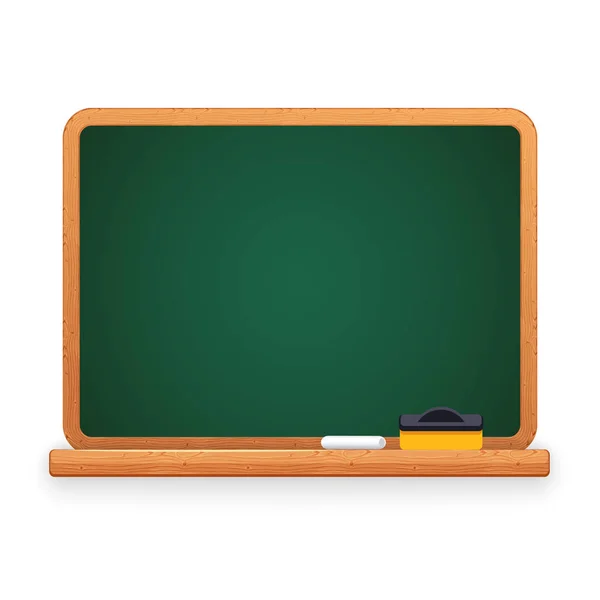 Blackboard verde com giz e esponja —  Vetores de Stock