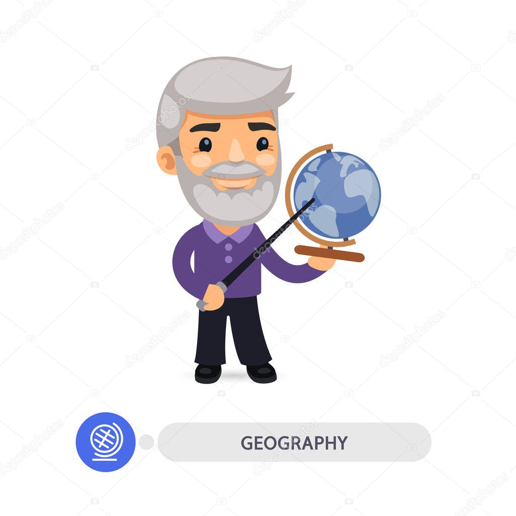 Geography Teacher Points to the Globe