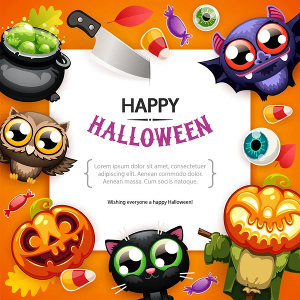 Fundo feliz de Halloween com espaço de cópia colorido — Vetor de Stock