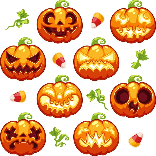 Halloween Seamless Pattern with Pumpkins — Stock Vector