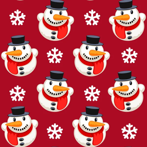 Jul seamless mönster med snögubbe — Stock vektor