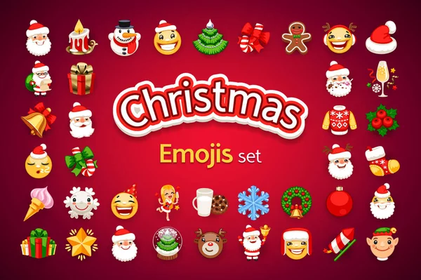 Natal Emojis Holiday Set — Vetor de Stock
