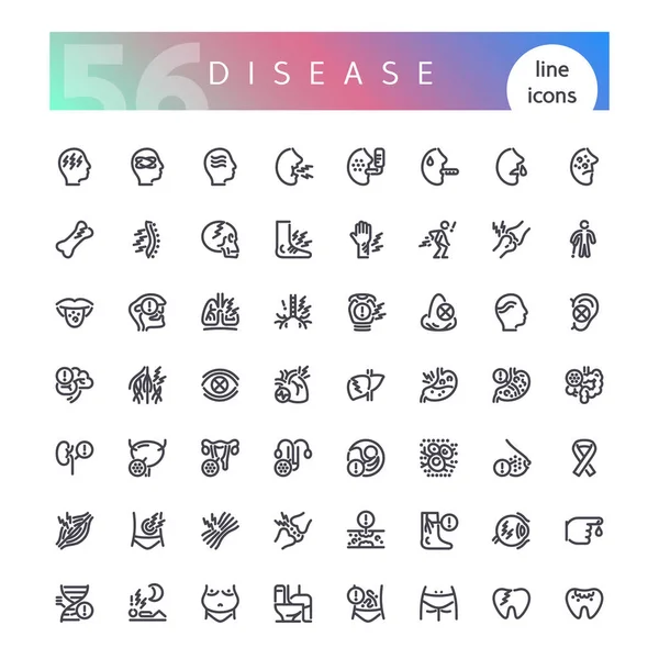 Ensemble d'icônes de ligne de maladie — Image vectorielle