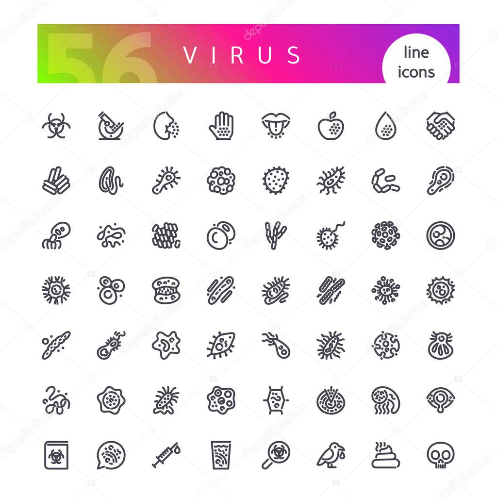 Virus Line Icons Set