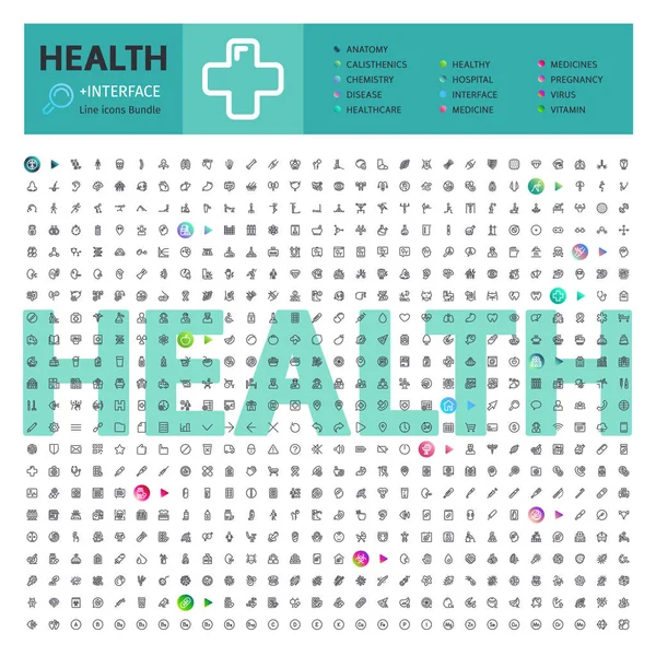 Health Thematic Collection of Line Icons — Stock Vector