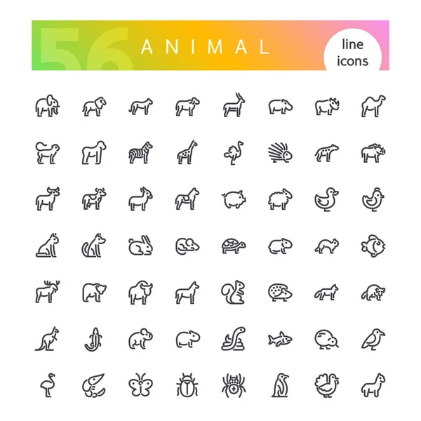 Set de iconos de línea animal — Archivo Imágenes Vectoriales