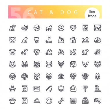 Kedi ve Köpek Hattı Simgeleri Seti