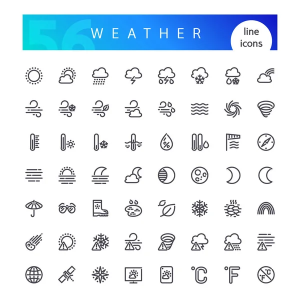 Icônes de ligne météo ensemble — Image vectorielle