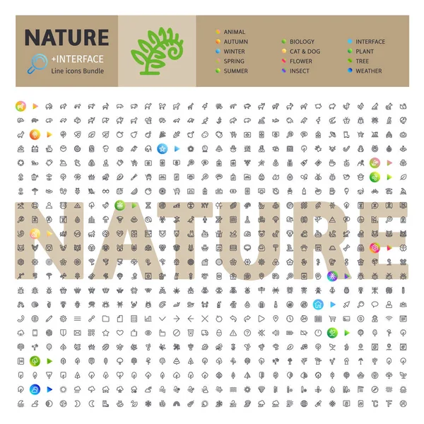 Collection thématique Nature d'icônes de ligne — Image vectorielle