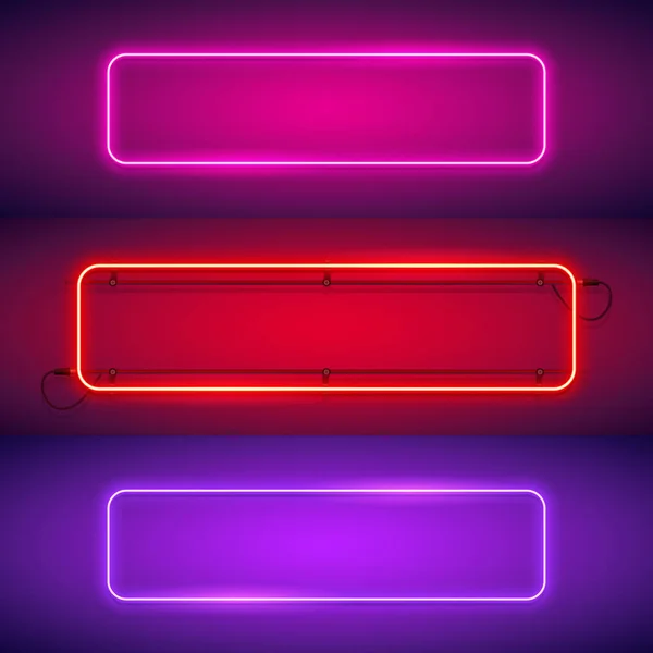 Three Rounded Rectangular Neon Frames - Stok Vektor