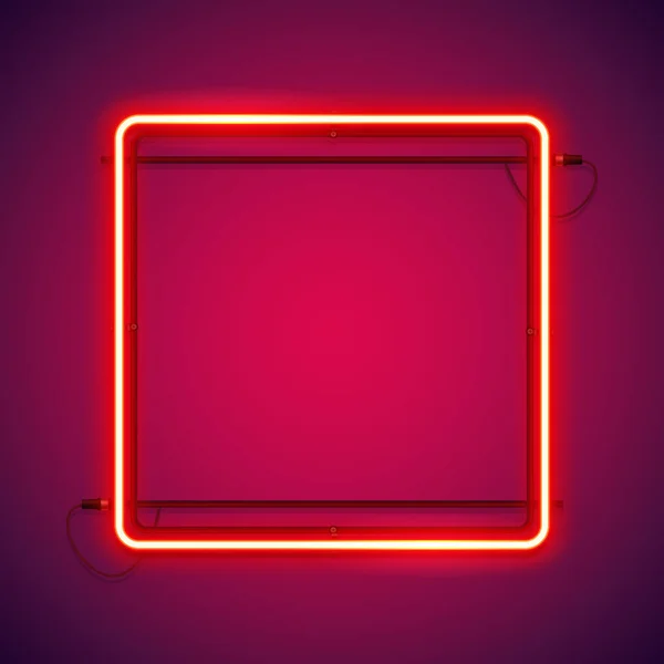 Bingkai Neon Merah Persegi - Stok Vektor