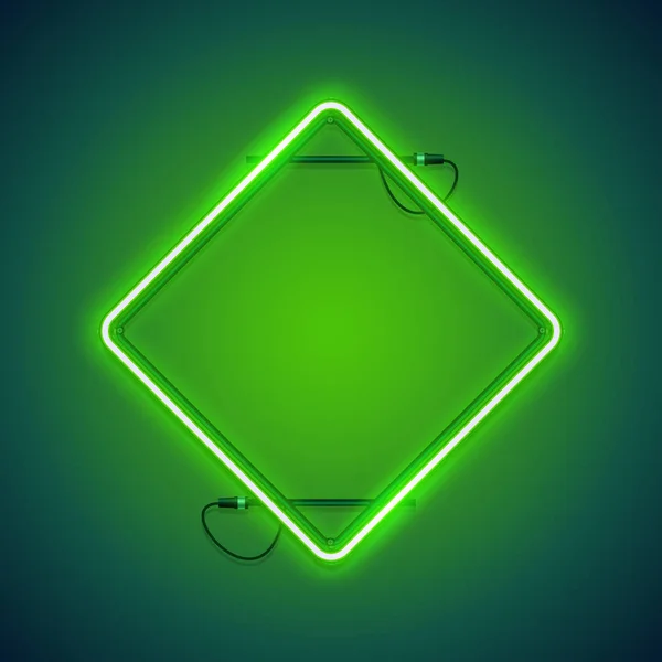 Fyrkantig rhombic grön Neonram — Stock vektor