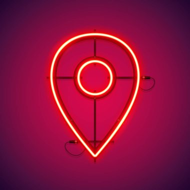Kırmızı Neon Harita İşaretçisi Sembolü