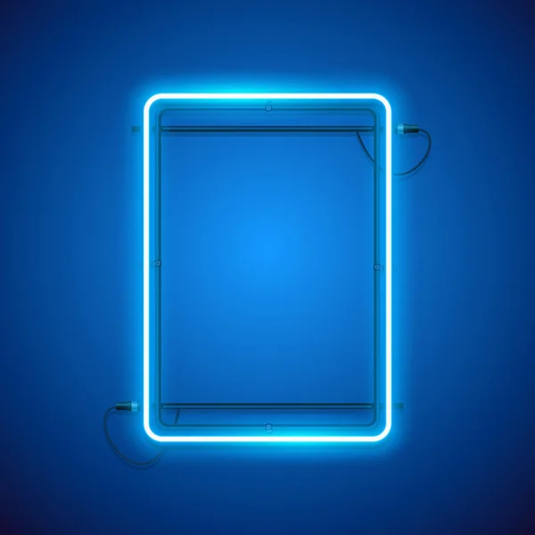 Bingkai Neon Biru Persegi Panjang - Stok Vektor