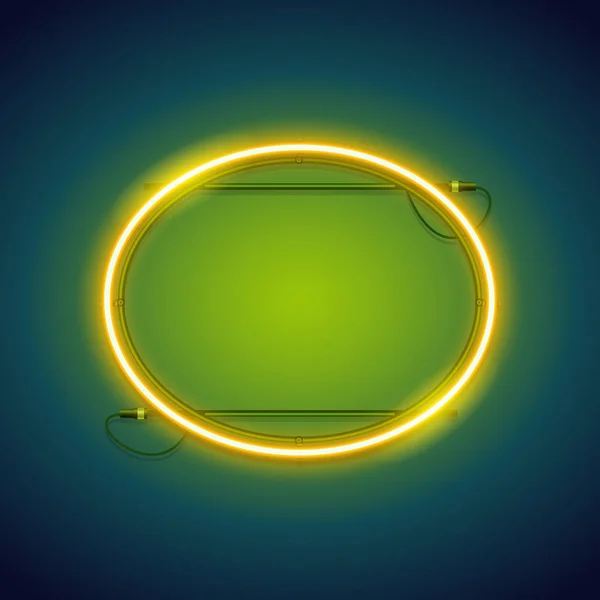 Yellow Neon Ellipse Frame — Stock Vector