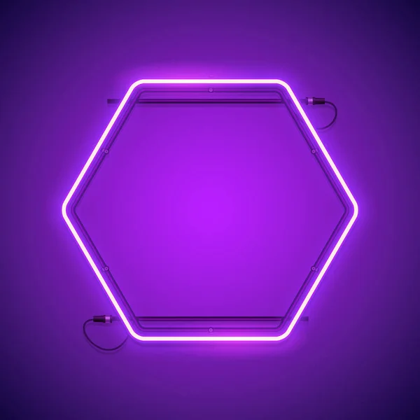 Hexagonal lila Neonram — Stock vektor