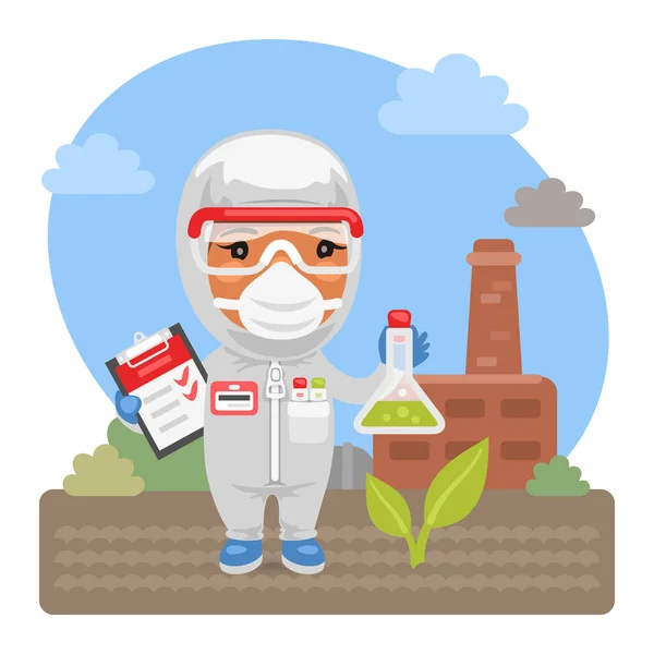 Cartoon Environmental Scientist — Stock Vector