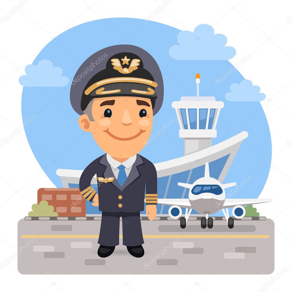 Cartoon Airplane Pilot