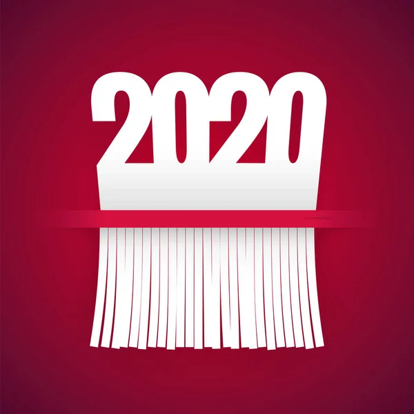 Paper 2020 Is Cut Into Shredder On Red — Stock Vector