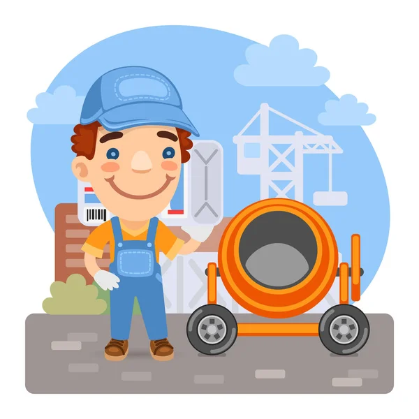 Cartoon Loader Construction Worker — Stock Vector