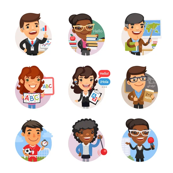 Cartoon People Avatars with Different Professions — Stock Vector